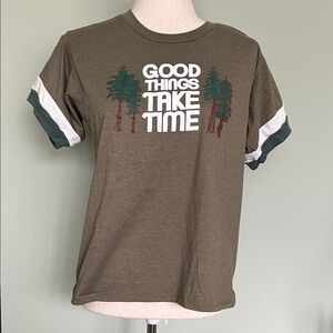 Camp Collection - Good Things Take Time Graphic Tee - Olive Green